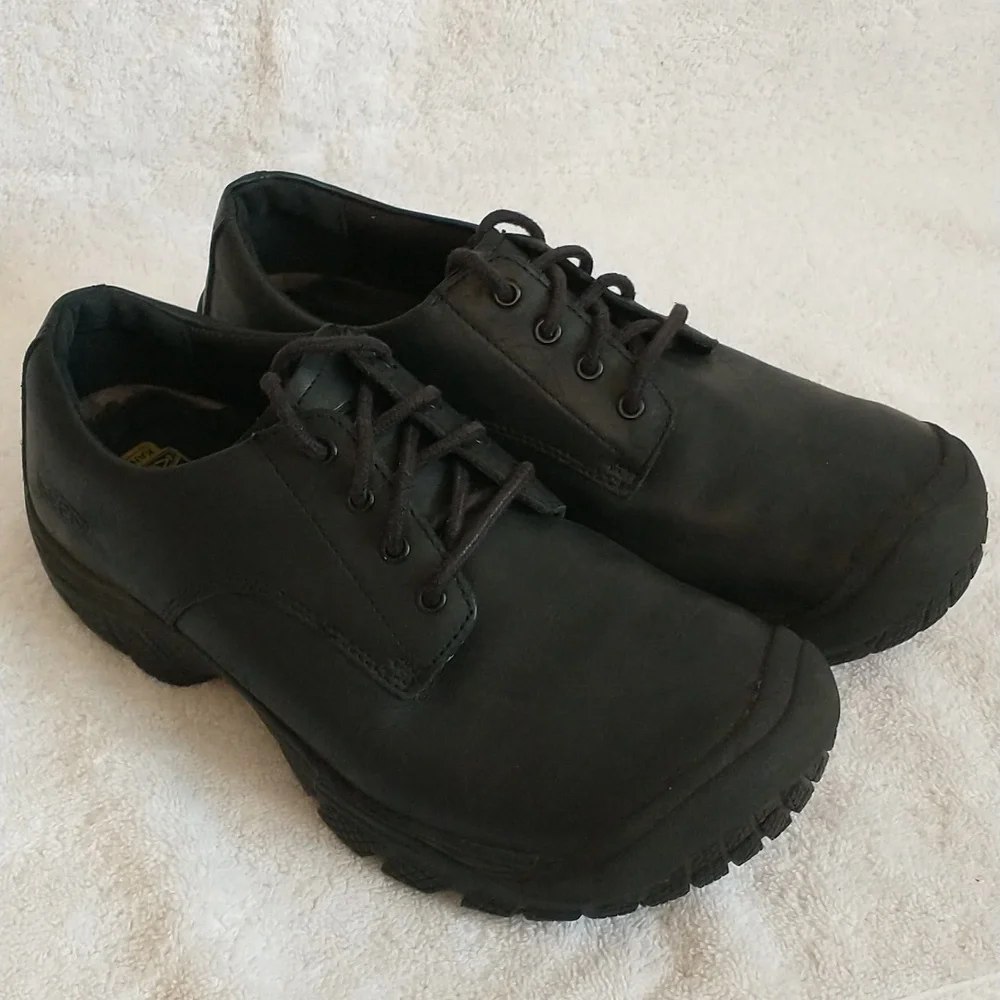 Keen Leather Kanteen Oxford, Black, Size 8.5D, Work Shoes